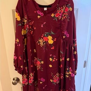 Old Navy Burgundy Floral Dress